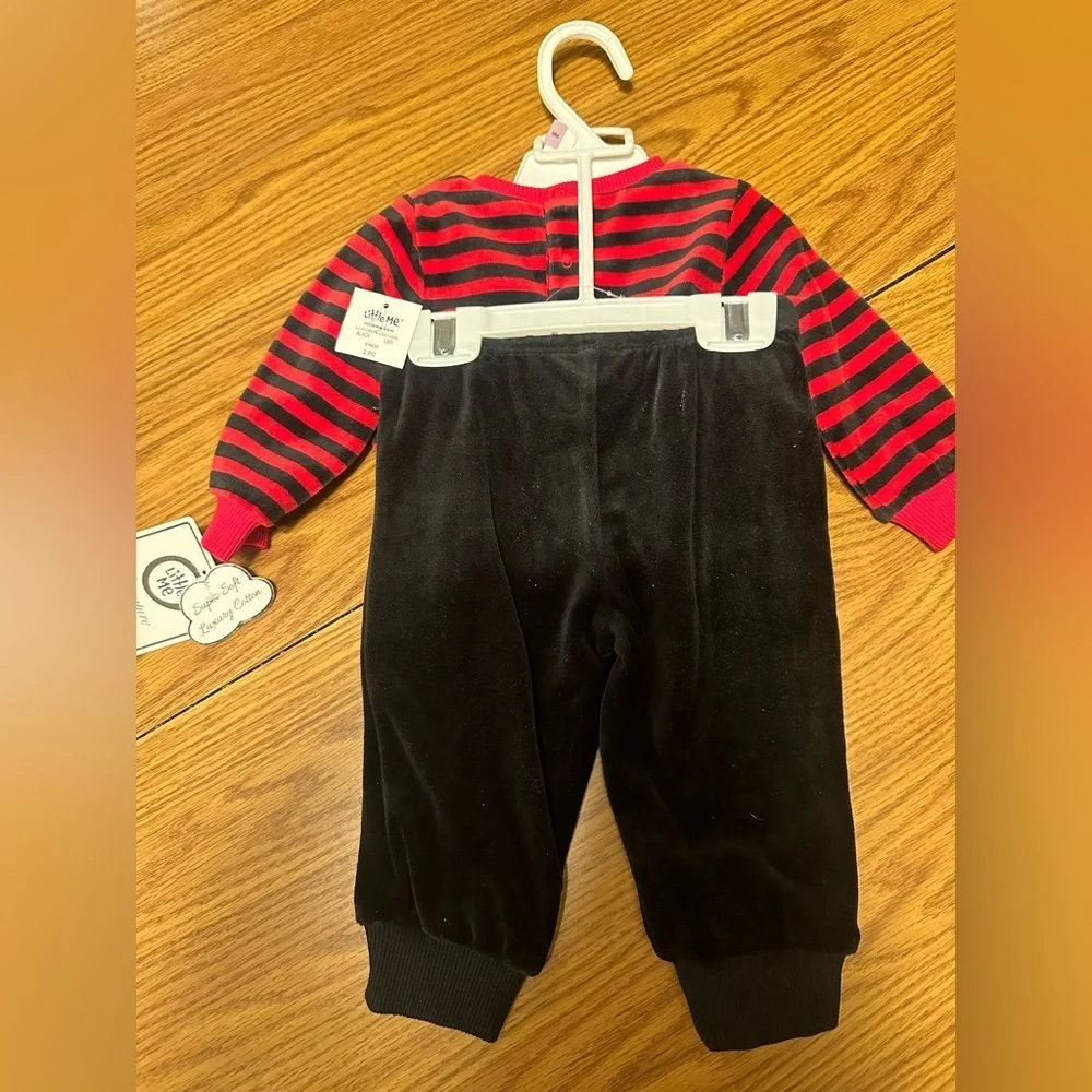 NWT Little Me 9M Red and Black Penguin Outfit